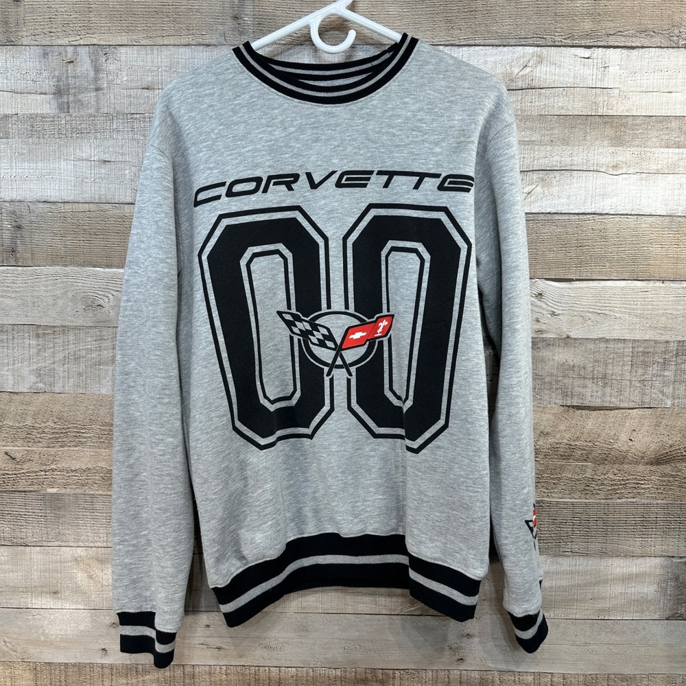 GM Corvette 00 Official Licensed Product Mens Sweatshirt Grey Black‎ Red Size S